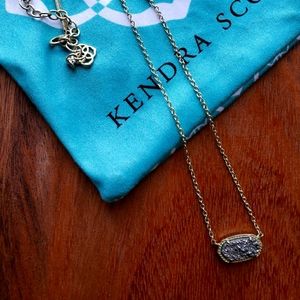 Kendra Scott Elisa Gold Pendant Necklace in Platinum Drusy